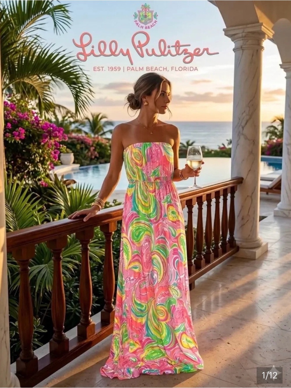 Lilly Pulitzer Marlisa All Nighter Print Slub Jersey Strapless Maxi Dress